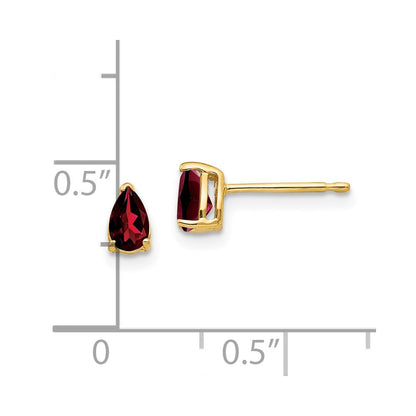 14K Gelbgold Ohrringe mit birnenförmigem Granat, 5x3 mm
