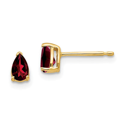 14K Gelbgold Ohrringe mit birnenförmigem Granat, 5x3 mm