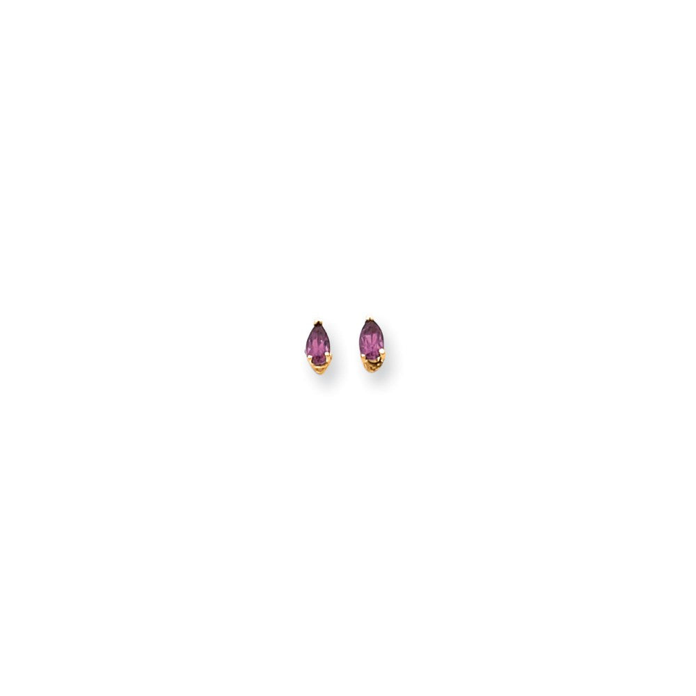 14K Gelbgold 5x3mm Tropfen Rhodolith Granat Ohrring
