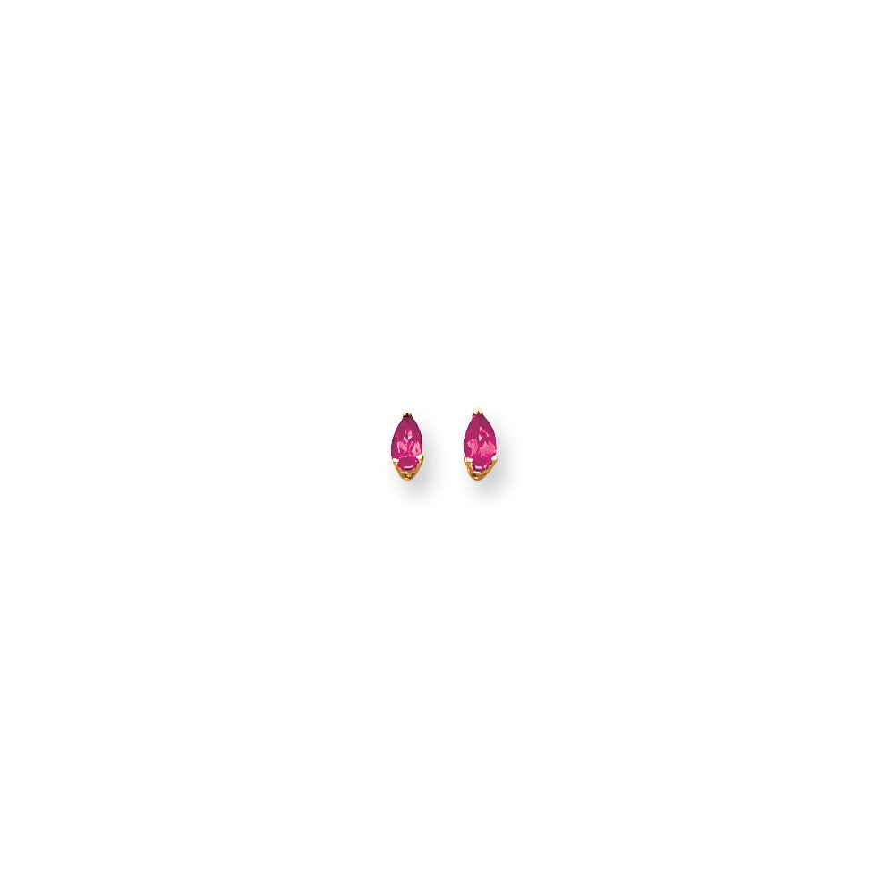 14K Gelbgold Ohrringe mit birnenförmigem pinkem Saphir, 5 x 3 mm