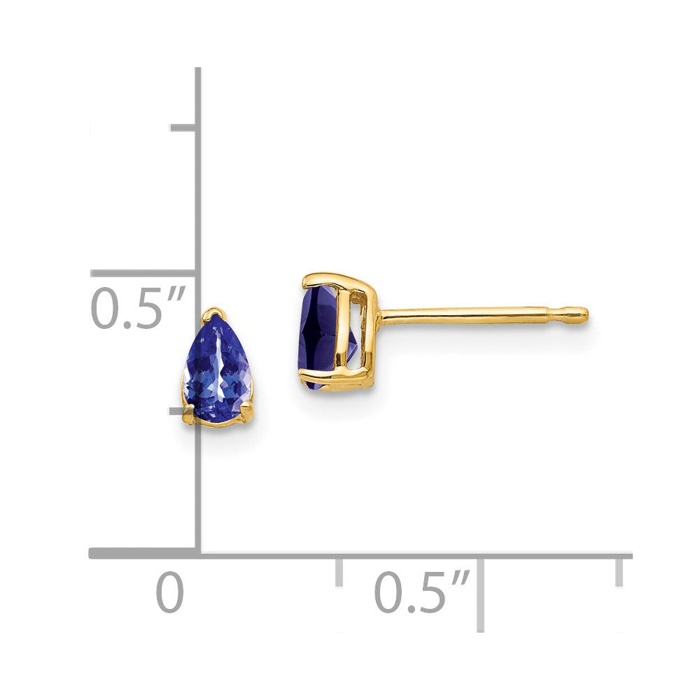 14K Gelbgold Ohrringe mit birnenförmigem Tansanit, 5 x 3 mm