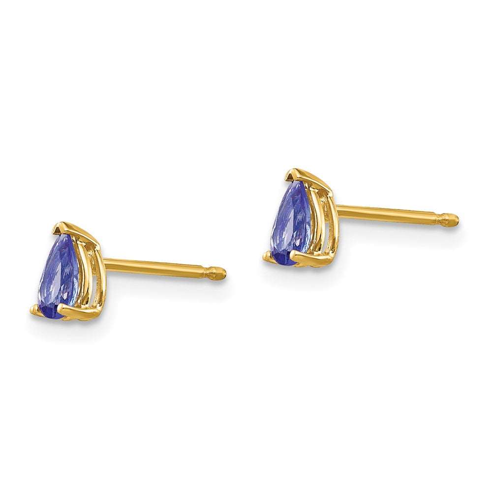 14K Gelbgold Tansanit Ohrstecker
