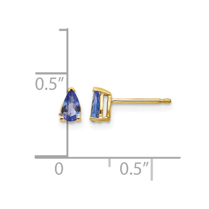 14K Gelbgold Tansanit Ohrstecker