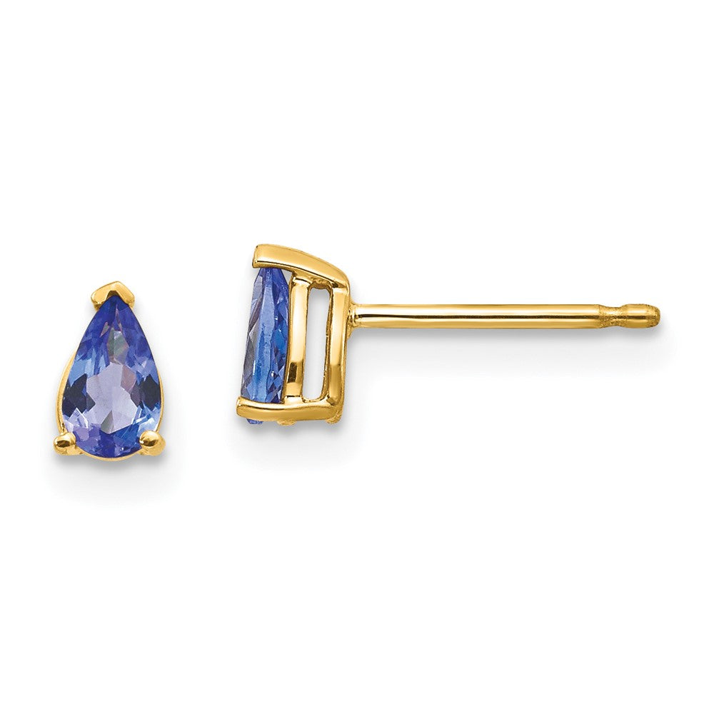 14K Gelbgold Tansanit Ohrstecker