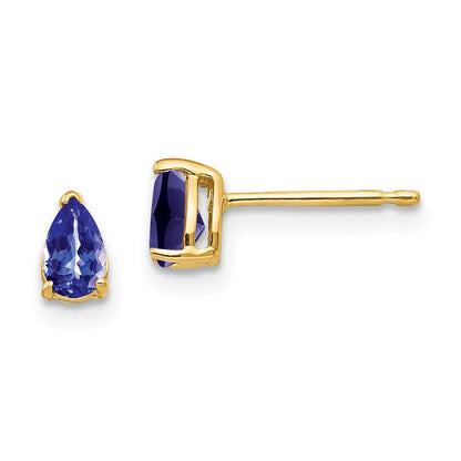 14K Gelbgold Ohrringe mit birnenförmigem Tansanit, 5 x 3 mm