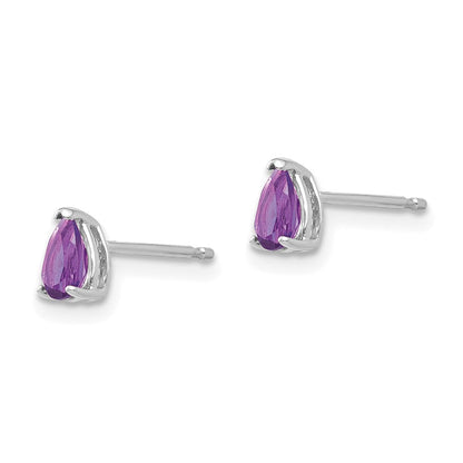 14K Weißgold Ohrringe mit birnenförmigem Amethyst, 5 x 3 mm