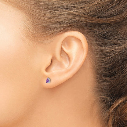14K Weißgold Ohrringe mit birnenförmigem Amethyst, 5 x 3 mm