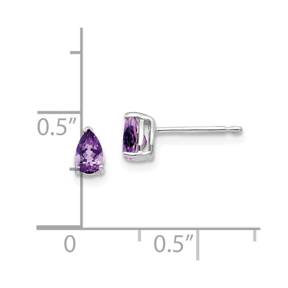 14K Weißgold Ohrringe mit birnenförmigem Amethyst, 5 x 3 mm