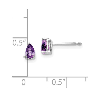 14K Weißgold Ohrringe mit birnenförmigem Amethyst, 5 x 3 mm