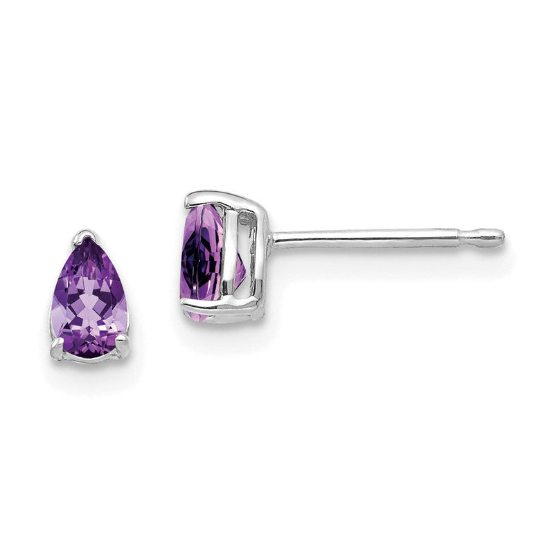 14K Weißgold Ohrringe mit birnenförmigem Amethyst, 5 x 3 mm