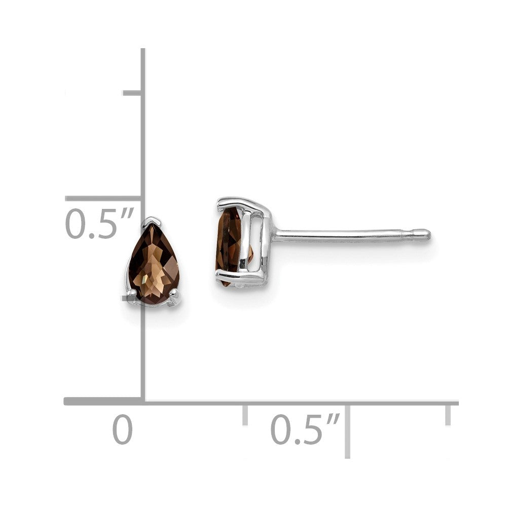 14K Weißgold Ohrringe mit 5x3 mm birnenförmigem Schachbrett-Schliff Rauchquarz in Gelbgold