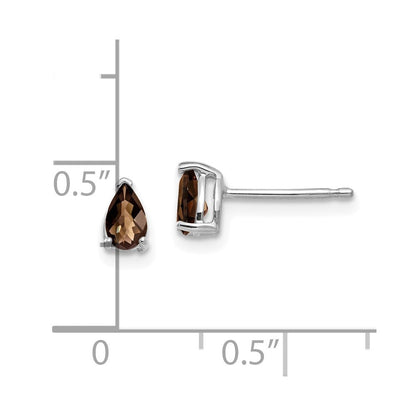 14K Weißgold Ohrringe mit 5x3 mm birnenförmigem Schachbrett-Schliff Rauchquarz in Gelbgold