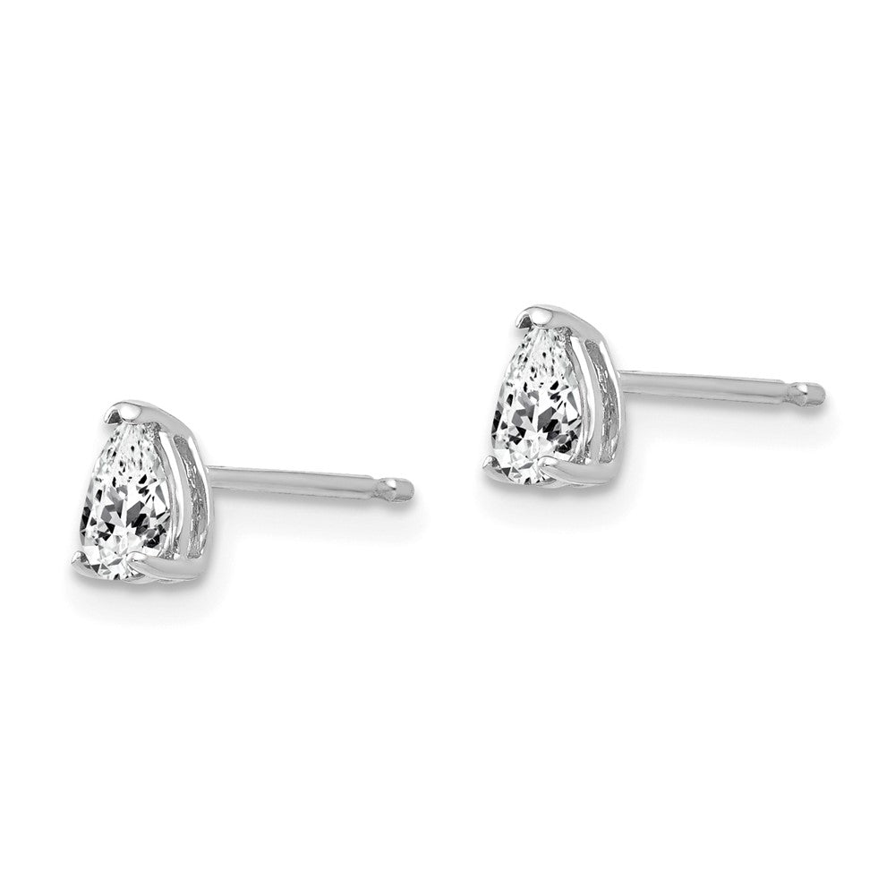 14K Weißgold Zirkonia-Ohrstecker in Birnenform