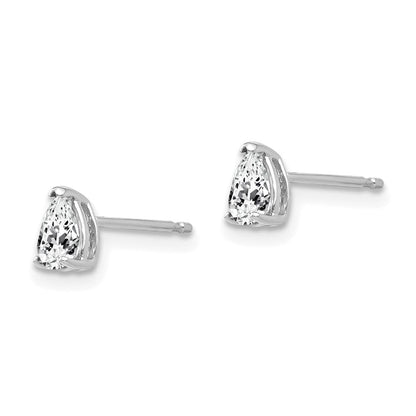 14K Weißgold Zirkonia-Ohrstecker in Birnenform