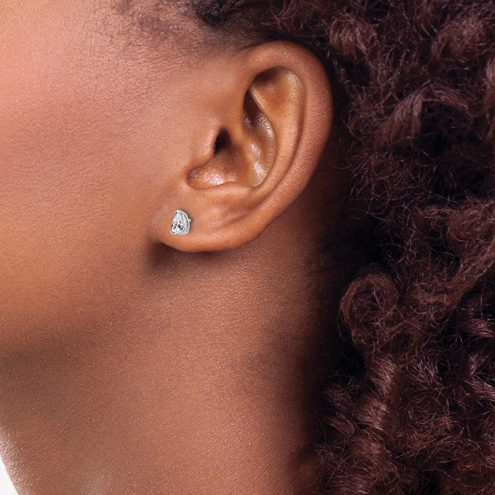 14K Weißgold Zirkonia-Ohrstecker in Birnenform