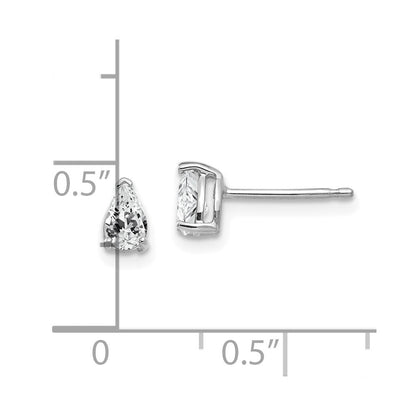14K Weißgold Zirkonia-Ohrstecker in Birnenform
