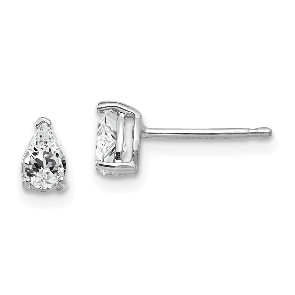 14K Weißgold Zirkonia-Ohrstecker in Birnenform