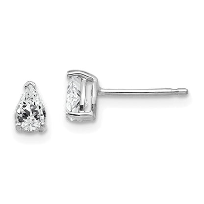 14K Weißgold Zirkonia-Ohrstecker in Birnenform