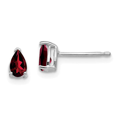 14K Weißgold Ohrringe mit birnenförmigem Granat, 5x3mm