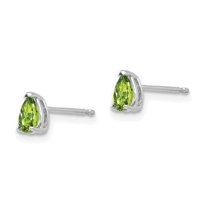 Ohrringe aus 14K Weißgold mit birnenförmigem Peridot, 5x3mm