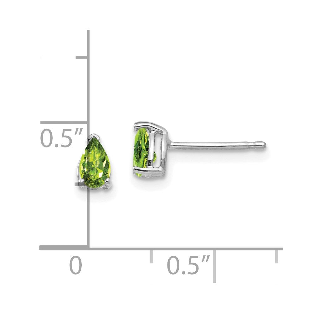 Ohrringe aus 14K Weißgold mit birnenförmigem Peridot, 5x3mm