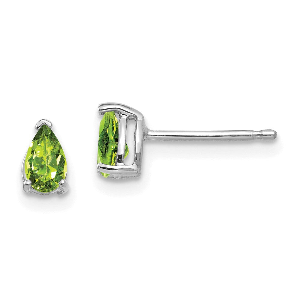 Ohrringe aus 14K Weißgold mit birnenförmigem Peridot, 5x3mm