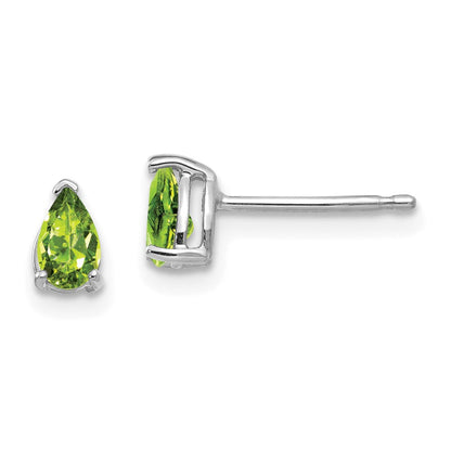 Ohrringe aus 14K Weißgold mit birnenförmigem Peridot, 5x3mm