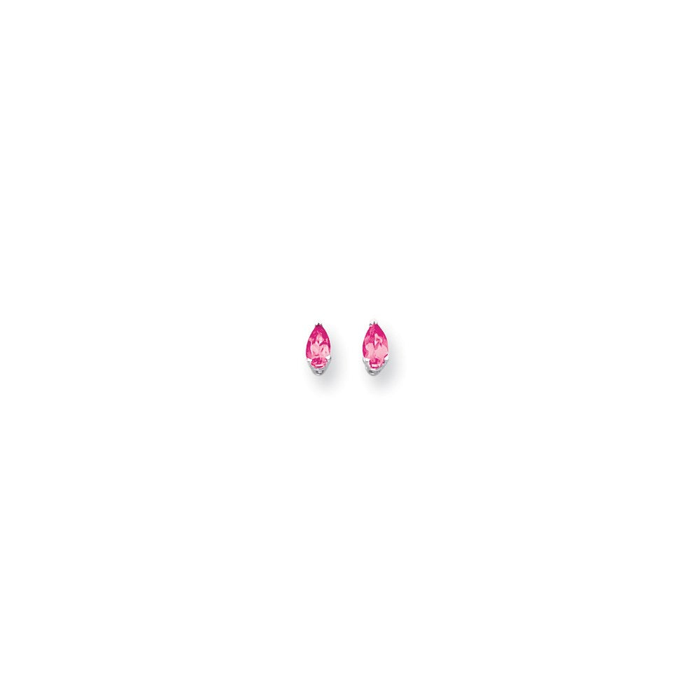 14K Weißgold 5x3mm Tropfen Rosa Turmalin Ohrring