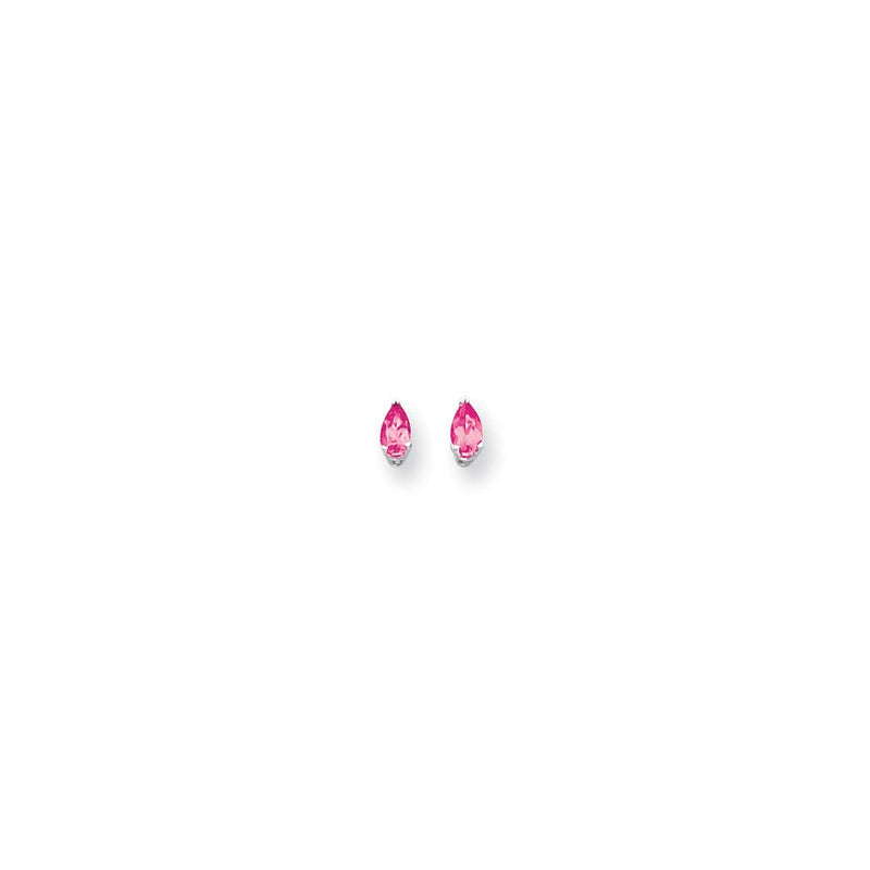 14K Weißgold 5x3mm Tropfen Rosa Turmalin Ohrring
