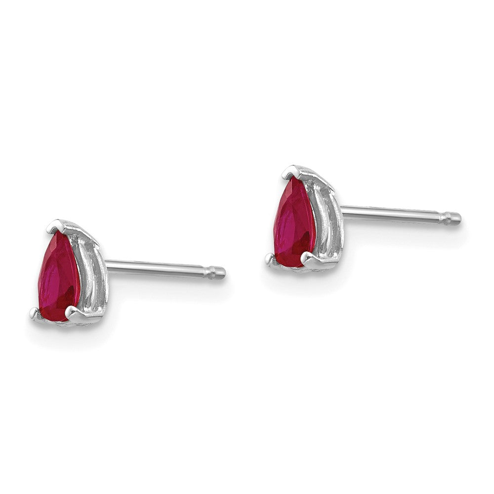 14K Weißgold Rubin-Ohrringe