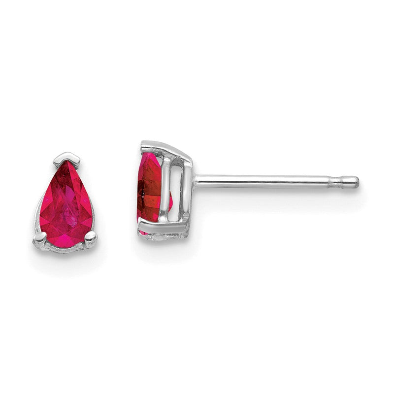14K Weißgold Rubin-Ohrringe