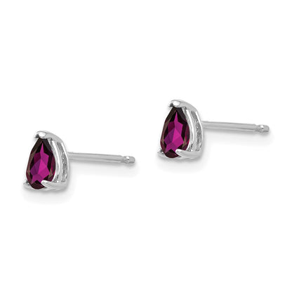 14K Weißgold Rhodolith Granat Tropfen Ohrstecker