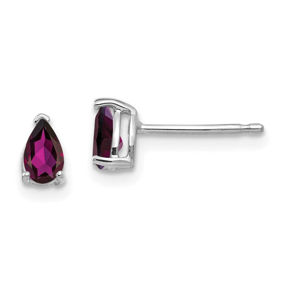 14K Weißgold Rhodolith Granat Tropfen Ohrstecker