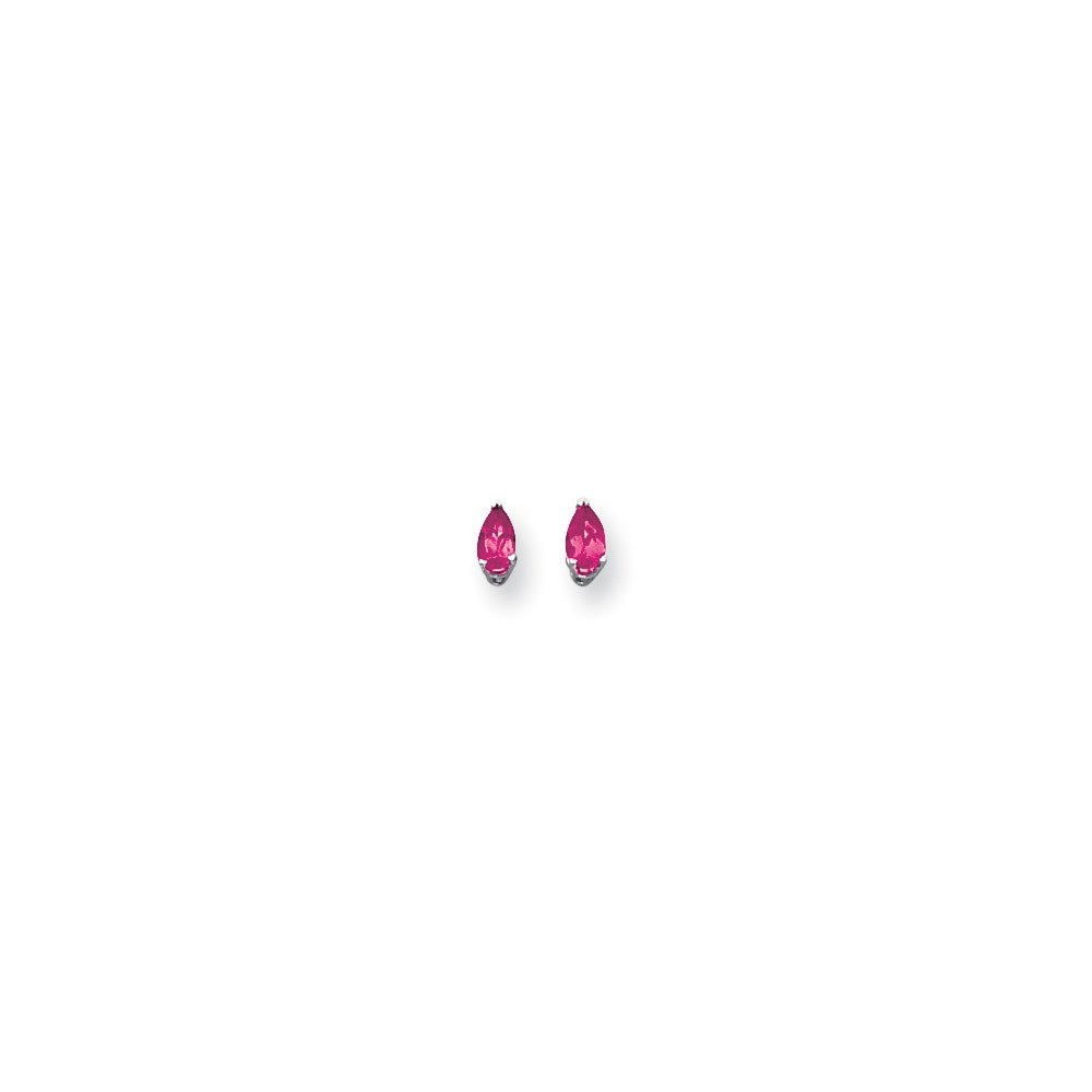 14K Weißgold Ohrringe mit birnenförmigem rosa Saphir, 5x3 mm