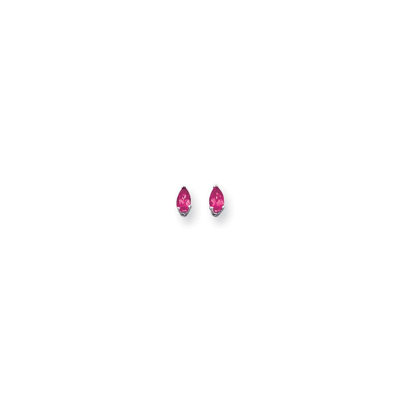 14K Weißgold Ohrringe mit birnenförmigem rosa Saphir, 5x3 mm