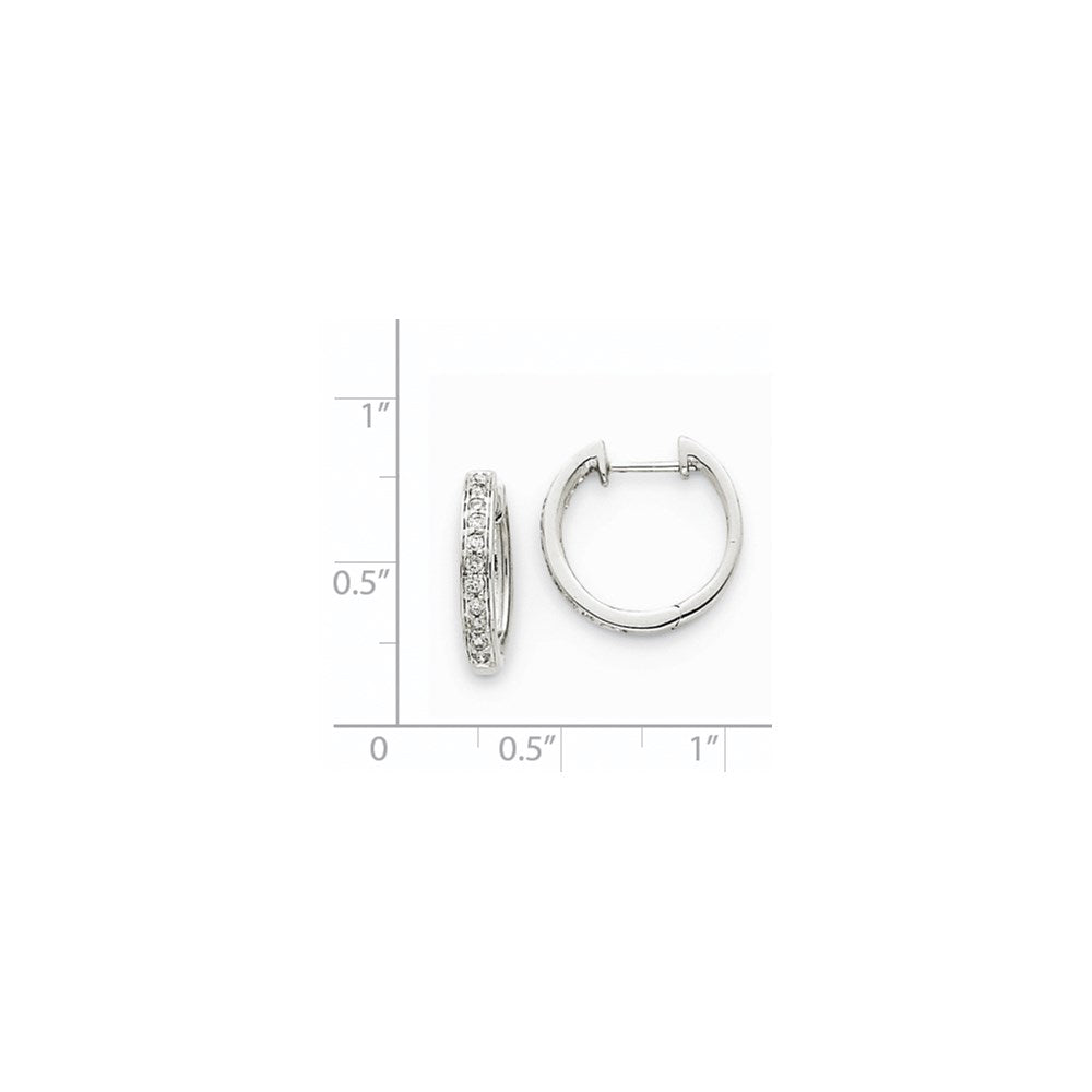14K Weißgold echte Diamant-Creolen mit Scharnier