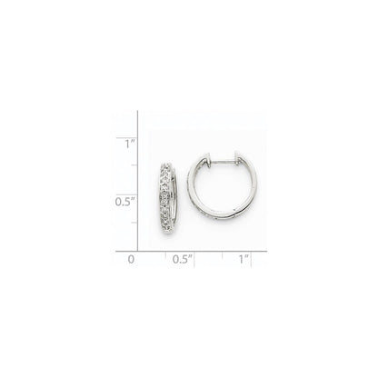14K Weißgold echte Diamant-Creolen mit Scharnier