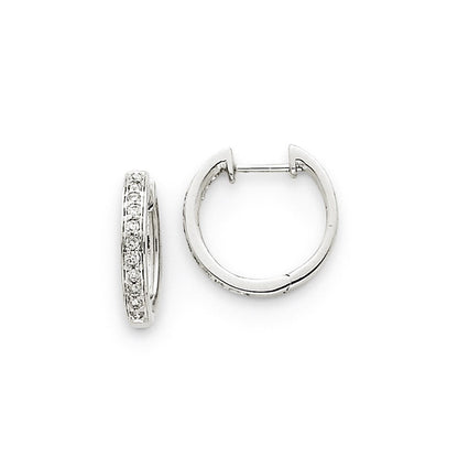 14K Weißgold echte Diamant-Creolen mit Scharnier