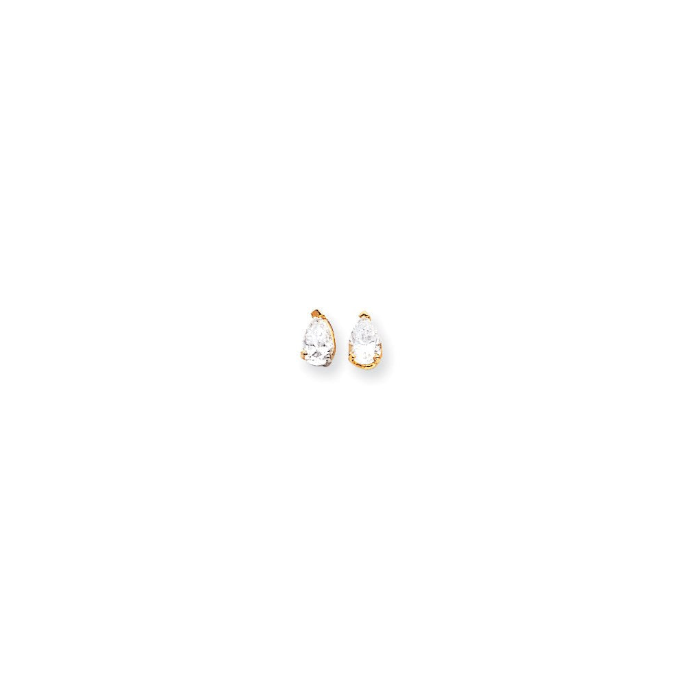 14K Gelbgold Ohrringe mit birnenförmigem Zirkonia, 6 x 4 mm