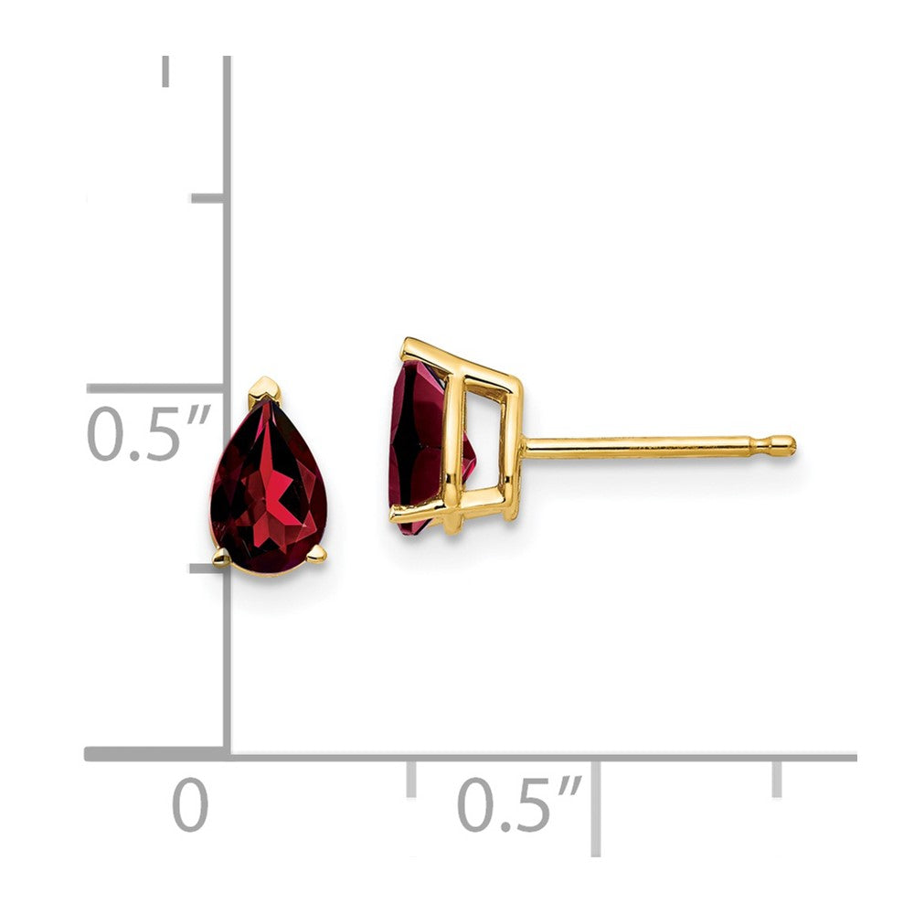 14K Gelbgold Ohrringe mit birnenförmigem Granat, 6x4 mm