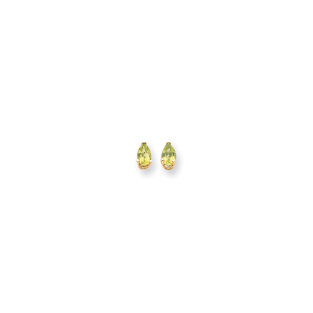 14K Gelbgold Ohrringe mit birnenförmigem Peridot, 6x4mm