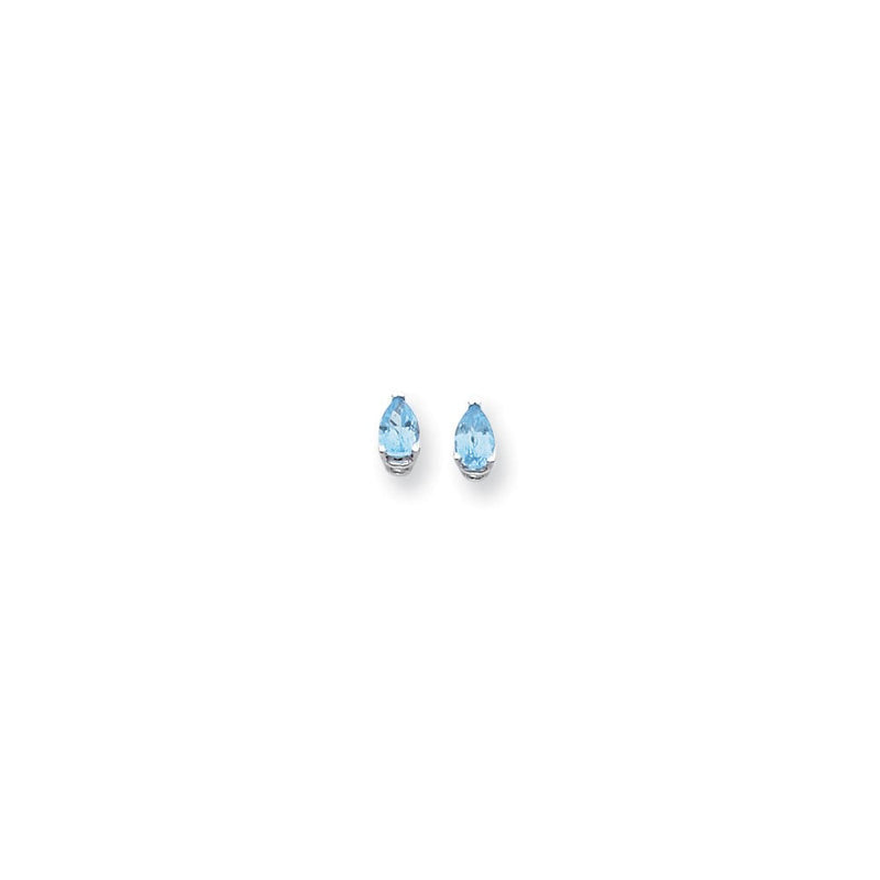 14K Weißgold Ohrringe mit 6x4mm birnenförmigem Blautopas im Karo-Schliff