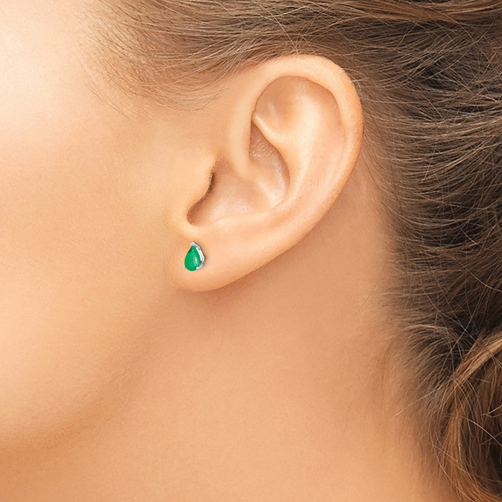 14K Weißgold Ohrringe mit Smaragd