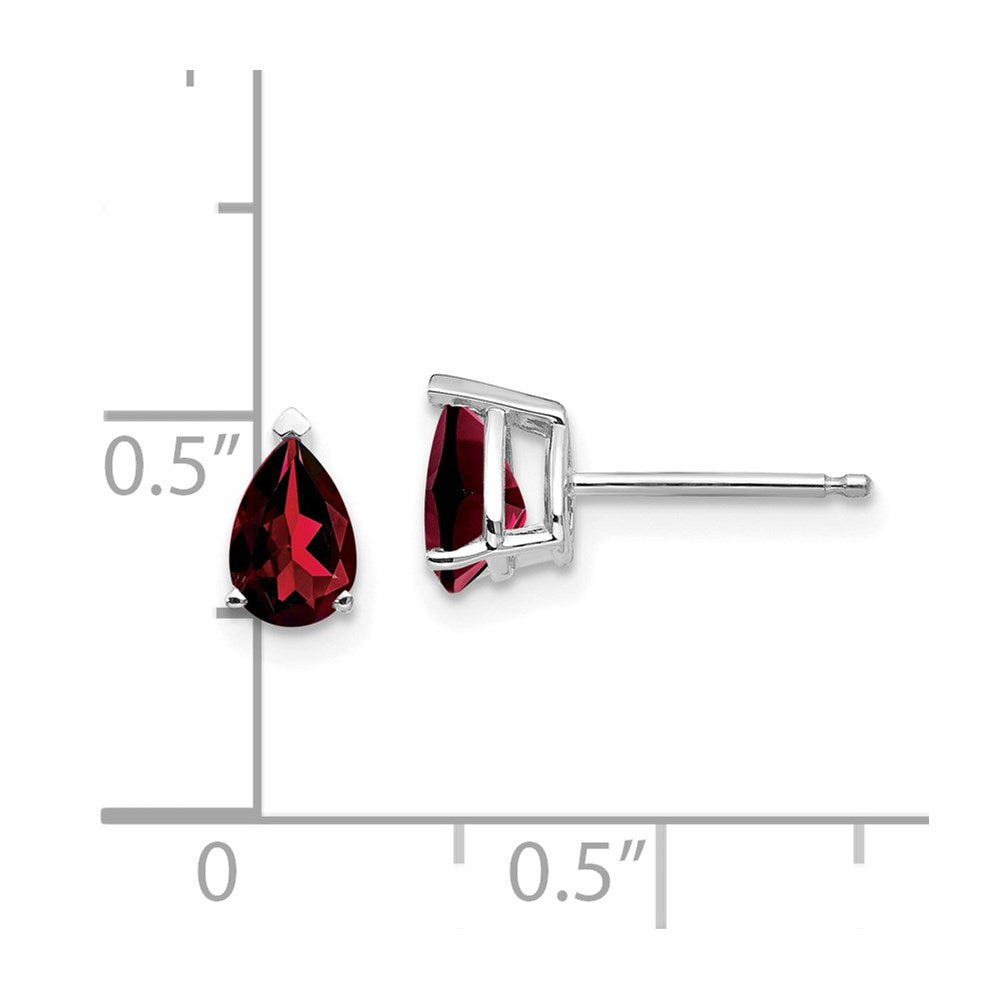14K Weißgold Ohrringe mit birnenförmigem Granat, 6x4 mm