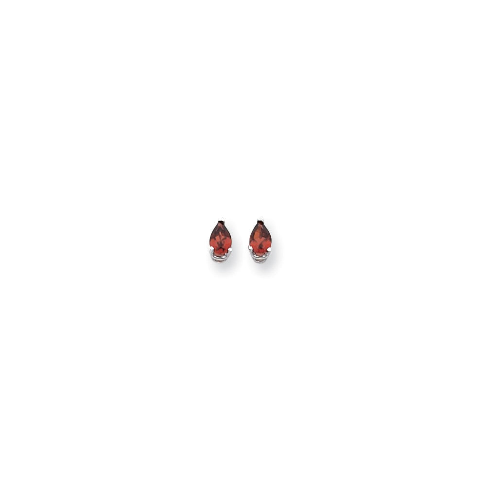 6x4 mm Birnenschliff-Granat-Karo-Ohrringe aus 14K Weißgold