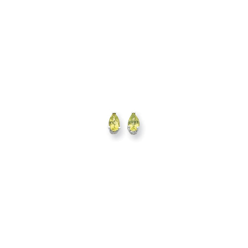 14K Weißgold Ohrringe mit Peridot im Karo-Schliff, 6x4mm, birnenförmig