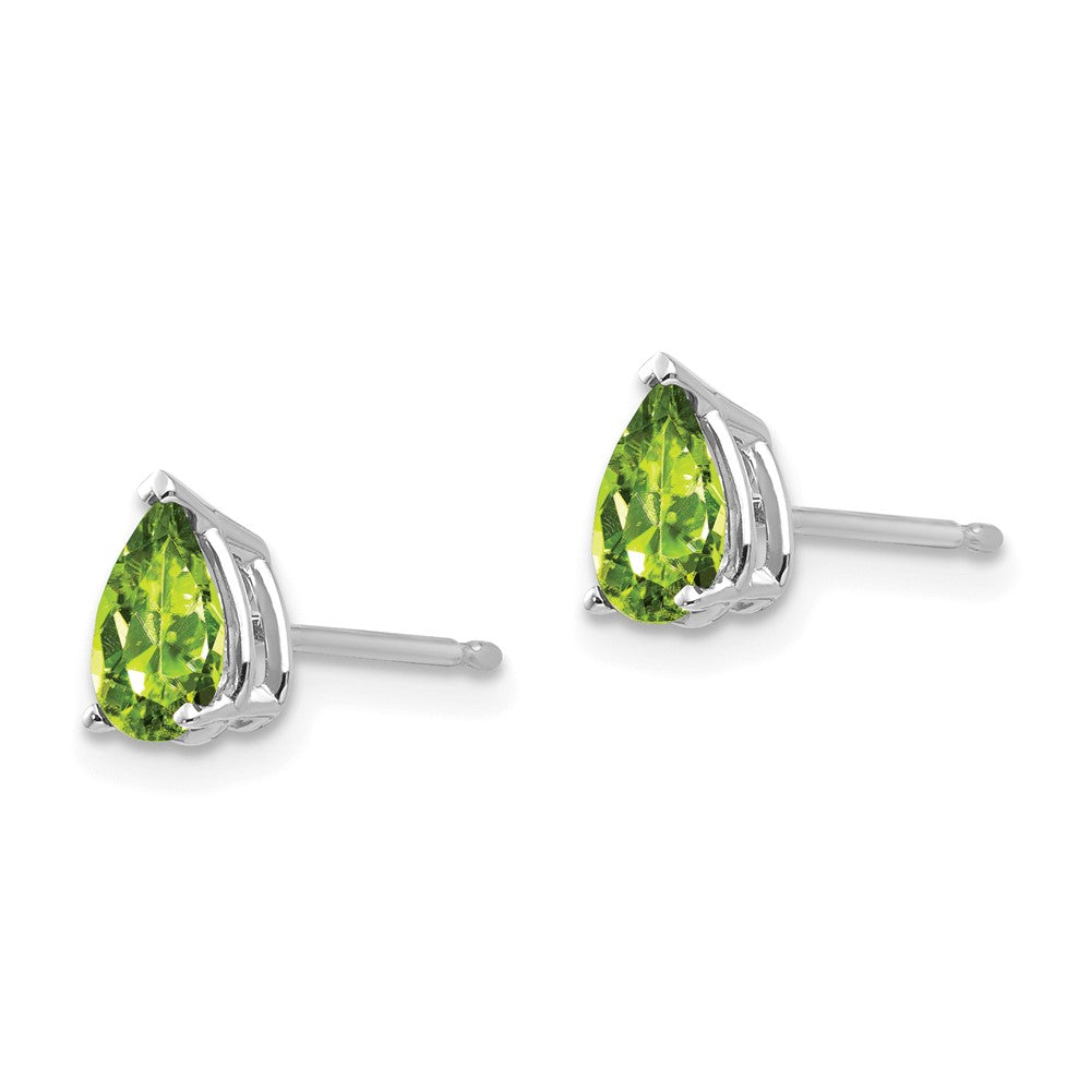14K Weißgold Ohrringe mit birnenförmigem Peridot, 6x4 mm