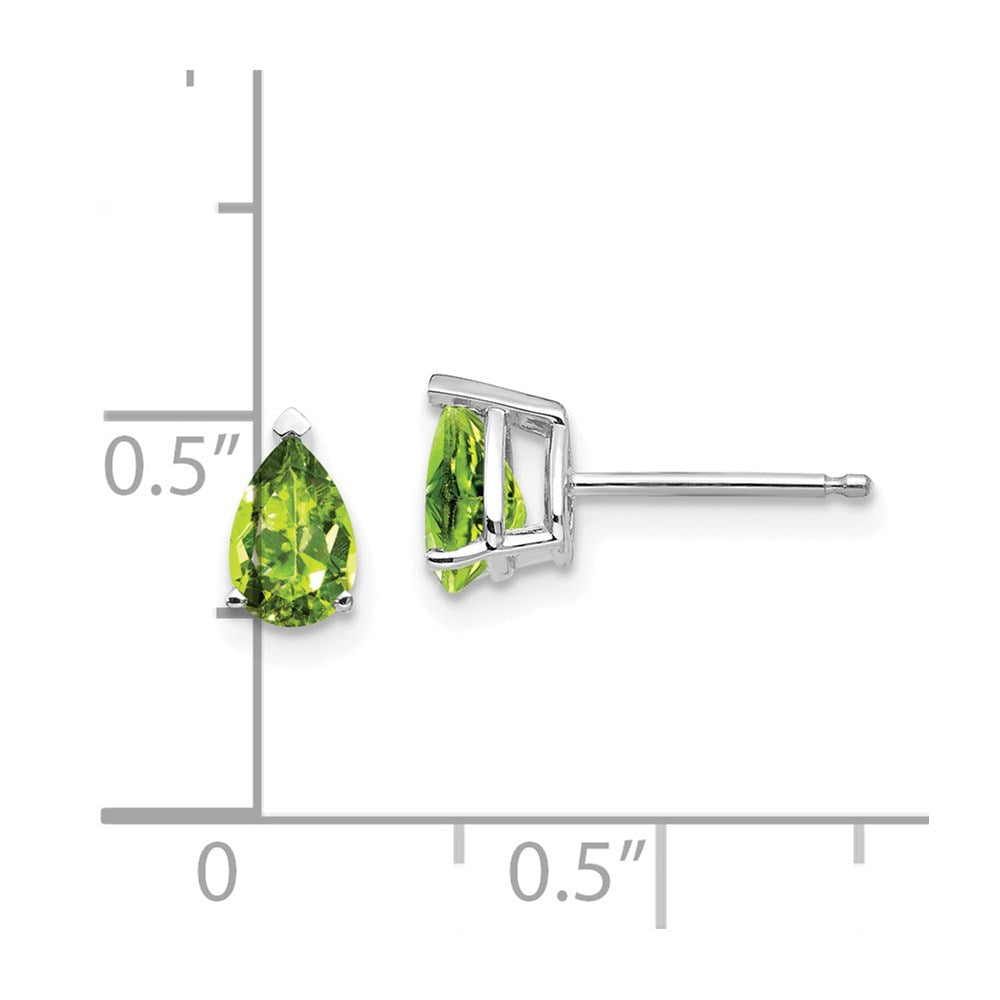 14K Weißgold Ohrringe mit birnenförmigem Peridot, 6x4 mm