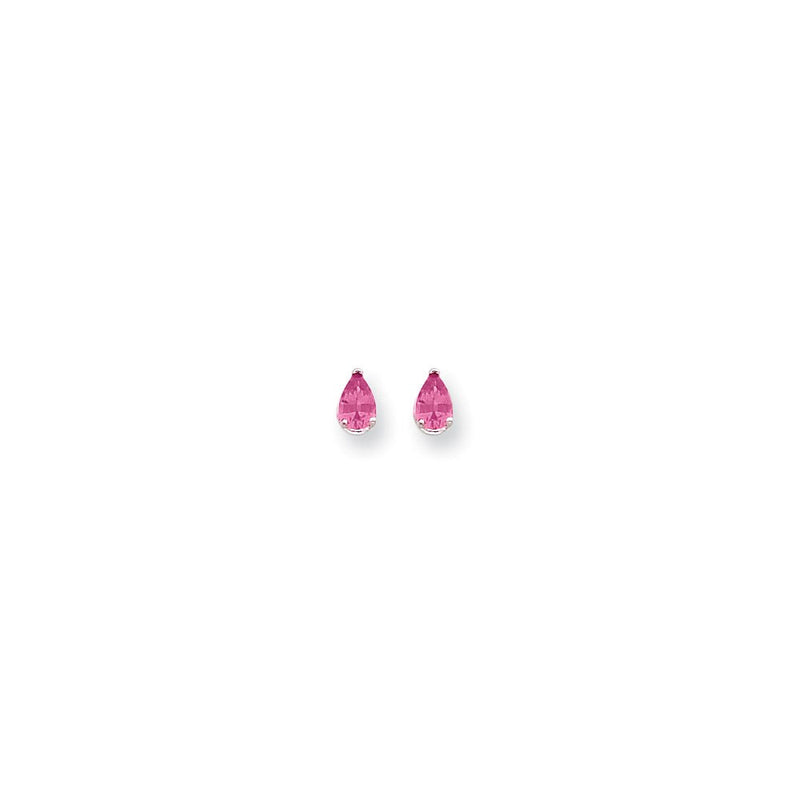 14K Weißgold Ohrringe mit birnenförmigem rosa Turmalin, 6x4 mm