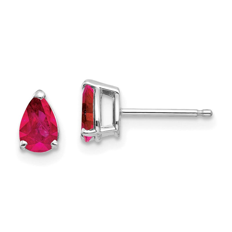 14K Weißgold Rubin-Ohrringe